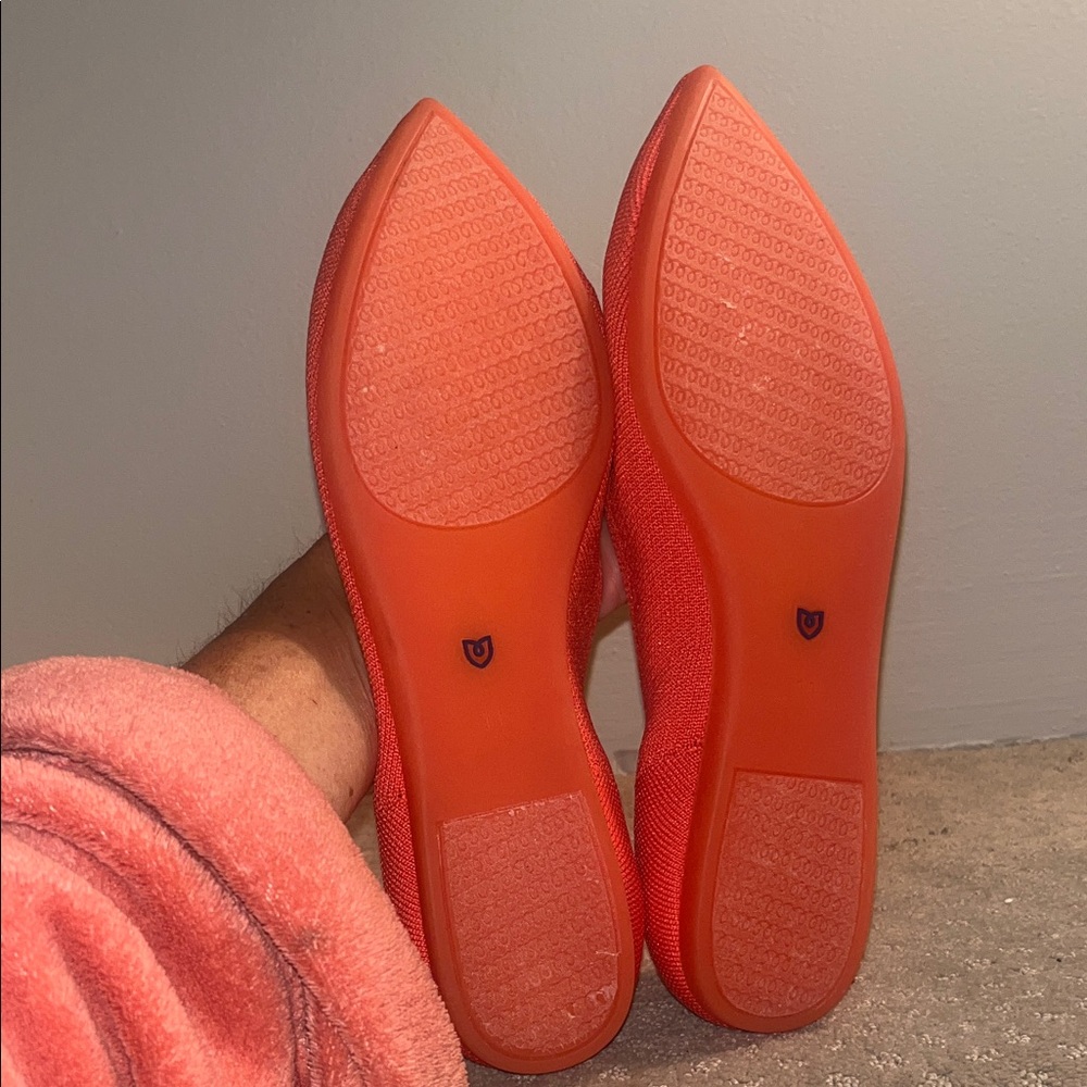 Rothy's Bright Orange Flats with Blue Trim - Picture 5 of 8